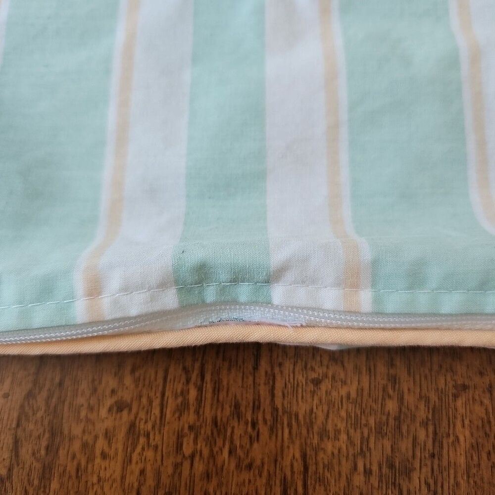 Vintage Laura Ashley Palmetto Stripe Boudoir Bed Pillow Cover 14"x14" Mint Green - Picture 6 of 9